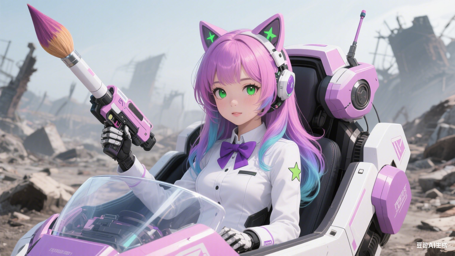 二次元角色设计作品，展示了一个带有猫耳的少女形象