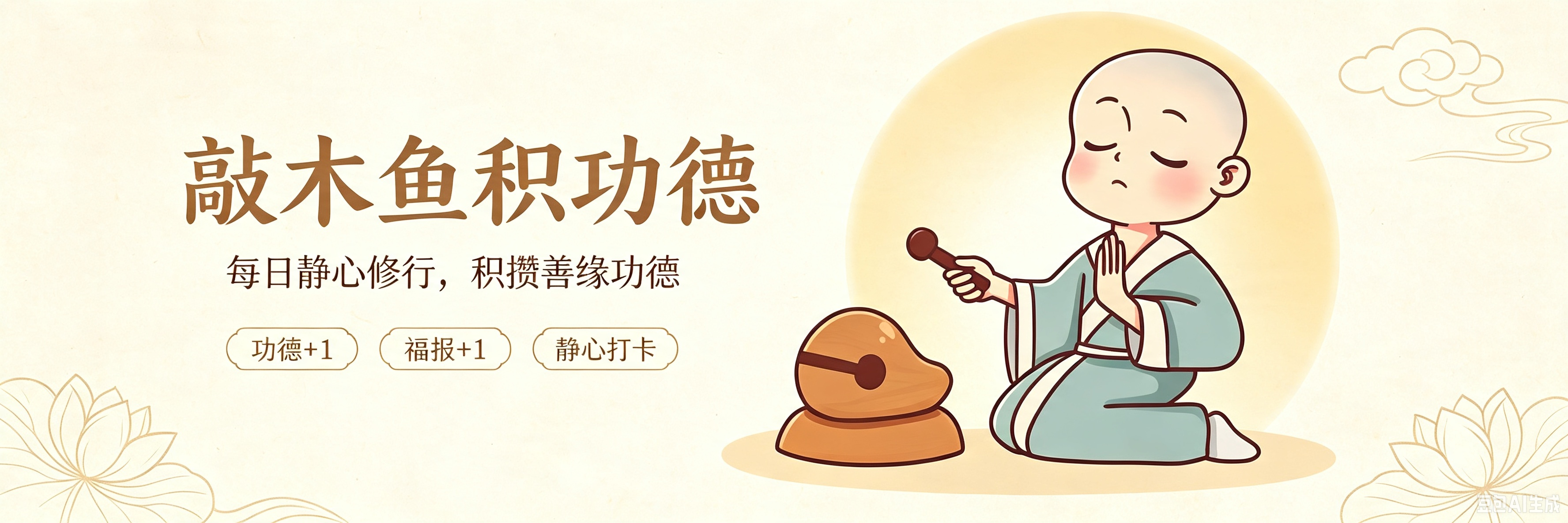 敲木鱼积功德展示图